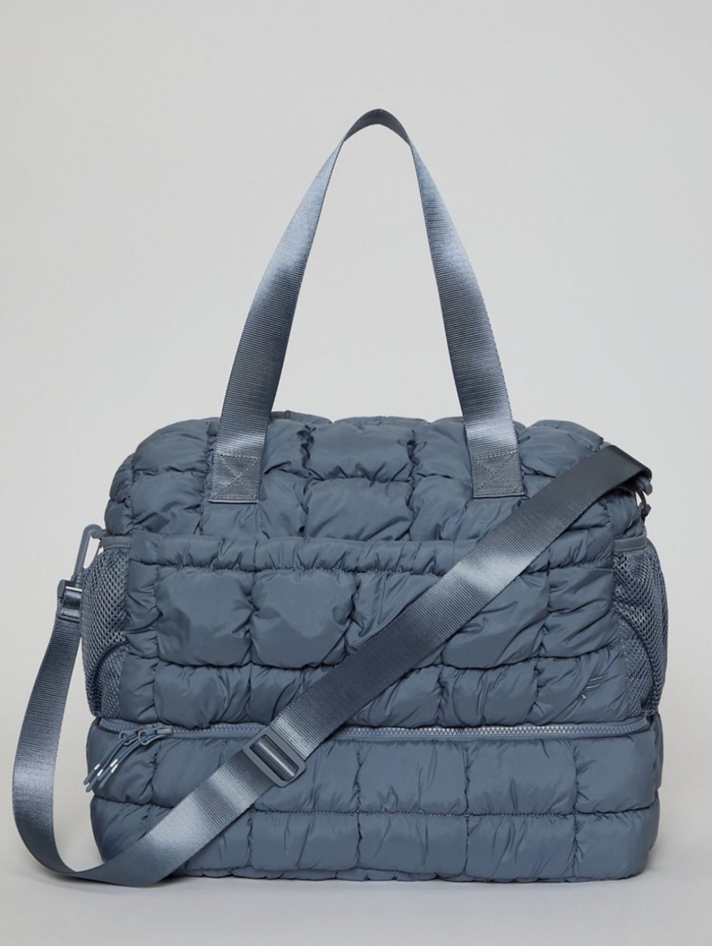 Quilted Travel Duffel Bag - Slate Blue